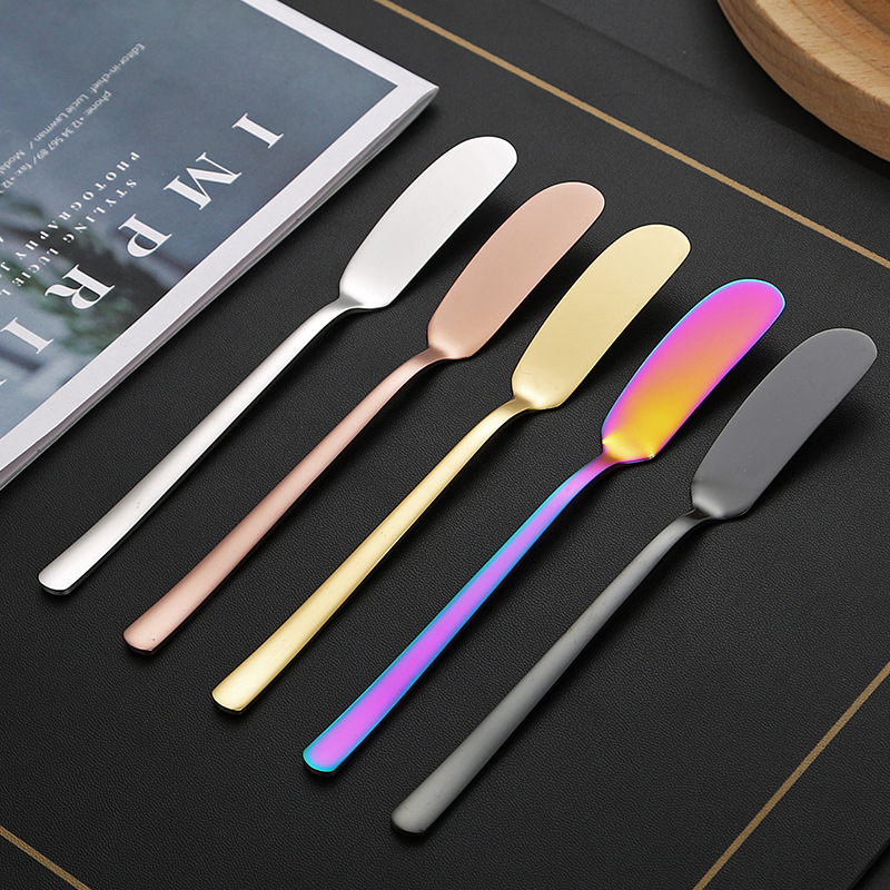 304 stainless steel Korean-style long-handled butter knife, baking cheese spatula, bread jam knife, butter knife, cheese scraper full figure