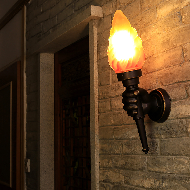 Retro industrial wall lamps, creative and personalized American-style coffee shop, staircase, corridor, bar decoration, torch wall lamps Specification drawing