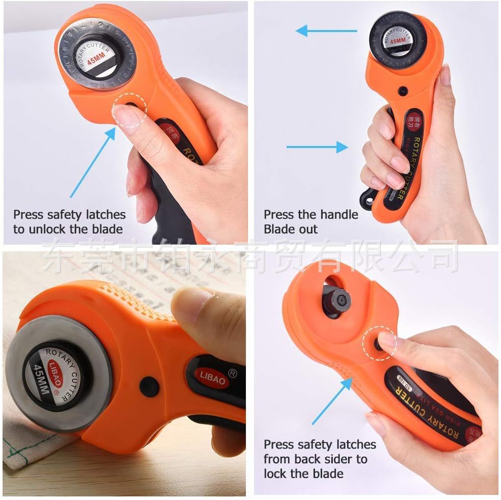 45mm fabric cutting circular roller knife, roller knife, leather cutting knife with blade handle, roller cutting knife, fabric cutting knife Specification drawing