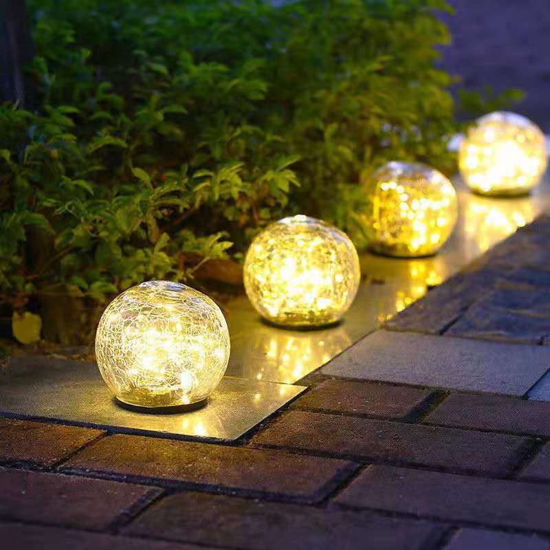 Youdaoplaceholder0 Solar glass crack ice ball lamp, buried outdoor rainproof garden lamp, garden lawn, step arrangement, no fabric details Picture