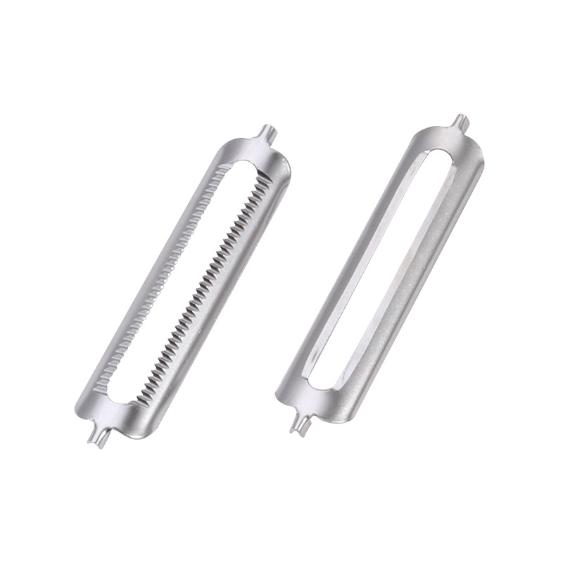 Stainless steel peeler, double-sided serrated grater blade, fruit and melon peel flat edge blade, double-sided peeling Item Picture
