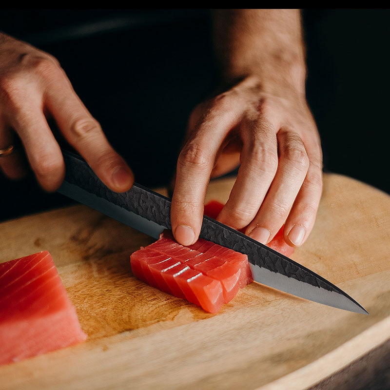 Hammered Japanese cooking knife, salmon fillet blade sashimi knife, chef's boneless knife, chef's sushi fish slice kitchen knife Specification drawing