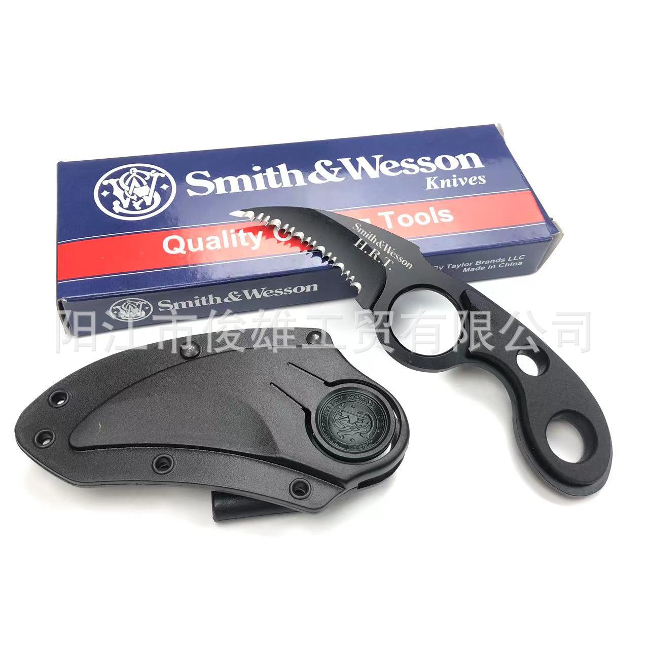 Outdoor claw survival mini straight knife, portable toothed knife, Smith Wison camping steak knife with K sheath Application Scenario