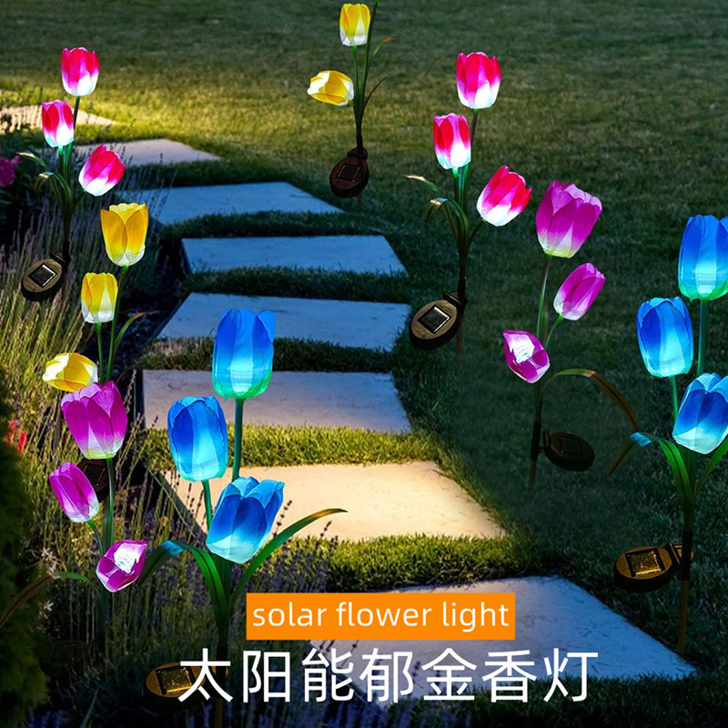 Garden lights, solar tulip lamps, outdoor lawn led ground-insertion garden decoration, night landscape lights, park waterproof lights Specification drawing