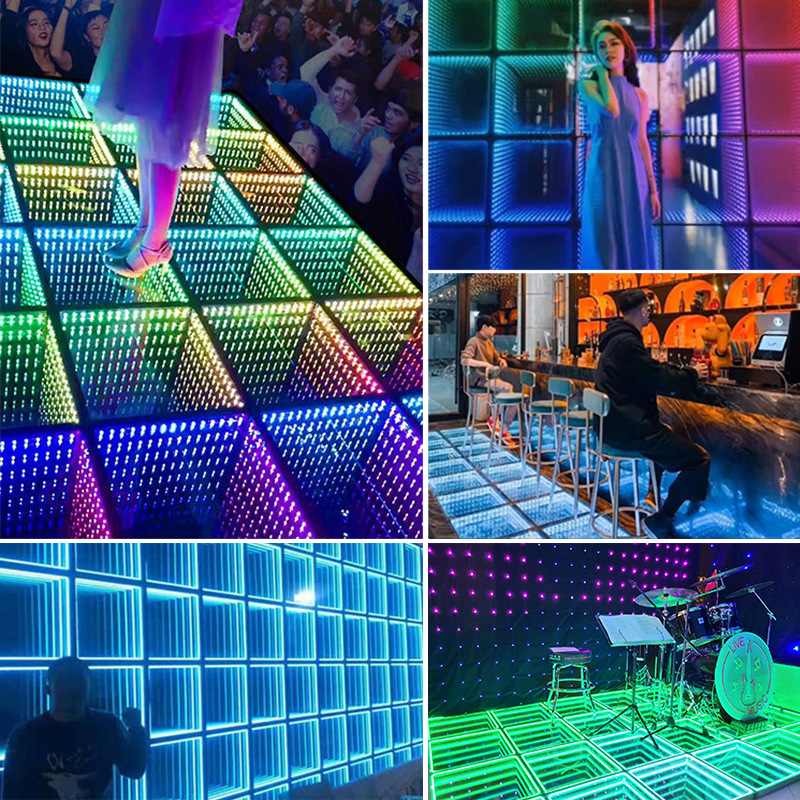 mirror stage light up floor tiles 3d led dance floor Dazzling Application Scenario