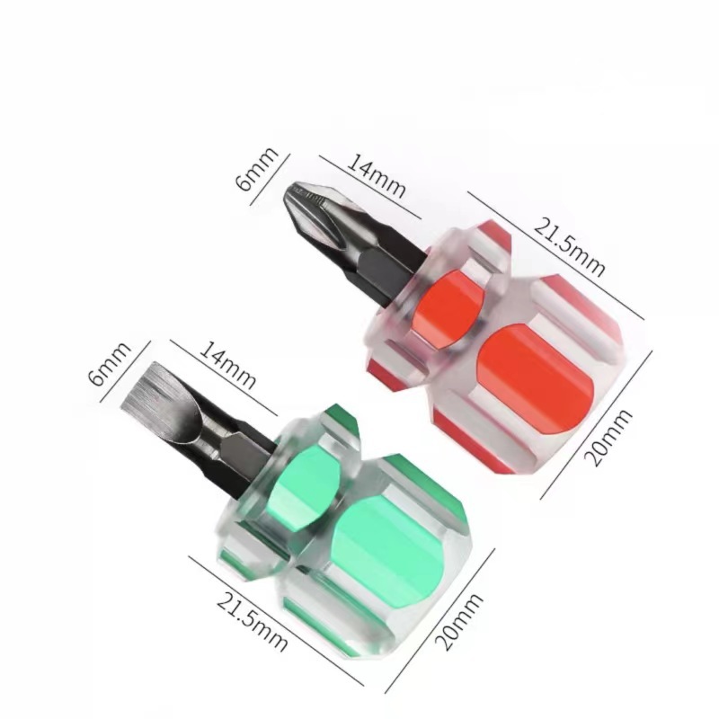 Radish head screwdriver, mini flat-head cross screwdriver, mudguard set, short-handled manual hardware tools details Picture