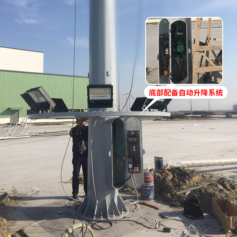 15-meter, 20-meter, 30-meter high mast lights, medium mast lights for football fields and basketball courts, municipal engineering lifting LED street lamp manufacturers details Picture