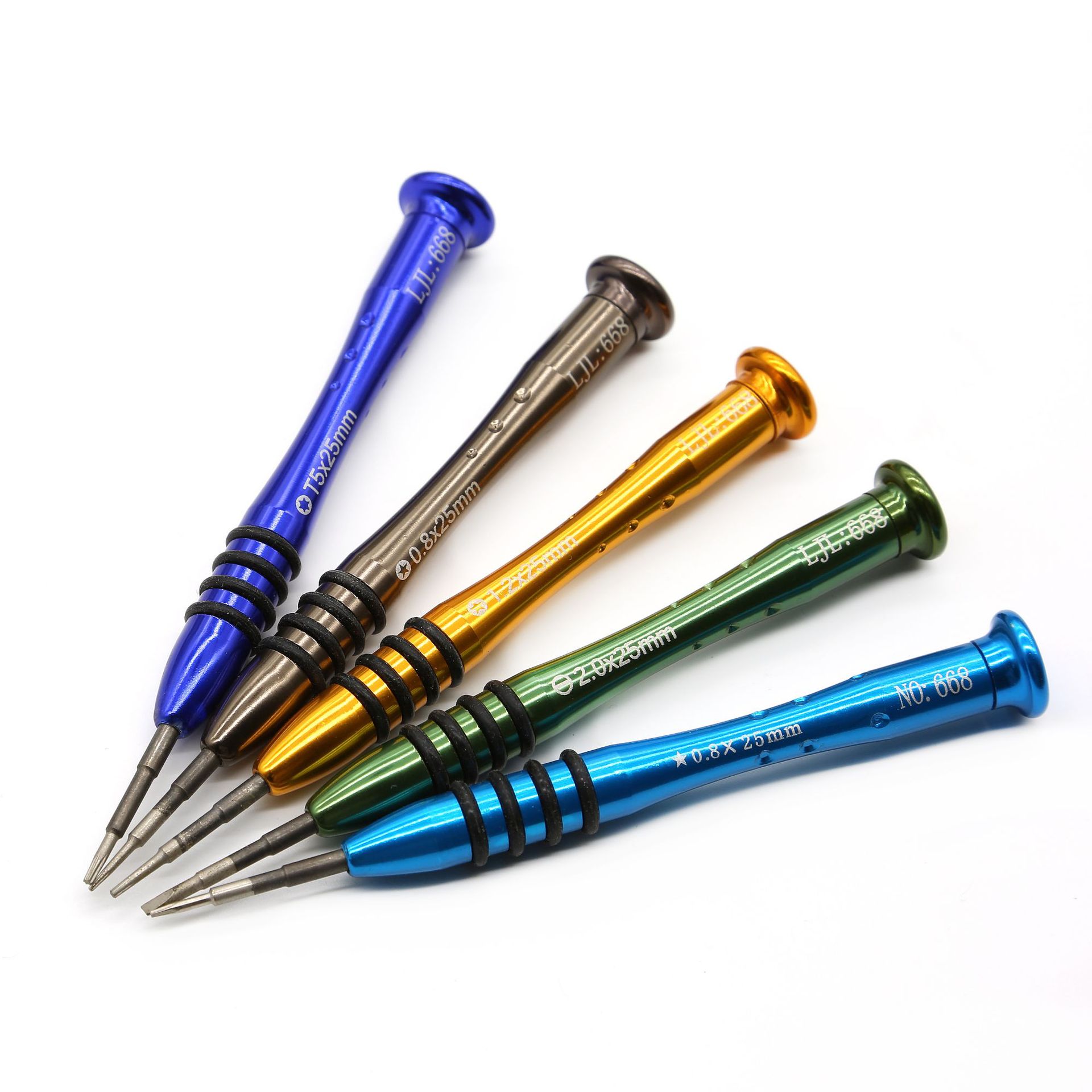 Small screwdriver, cross-shaped flat-head screwdriver, 0.8 pentagon, color aluminum handle, precision screwdriver, clock, communication and telecommunications screwdriver details Picture