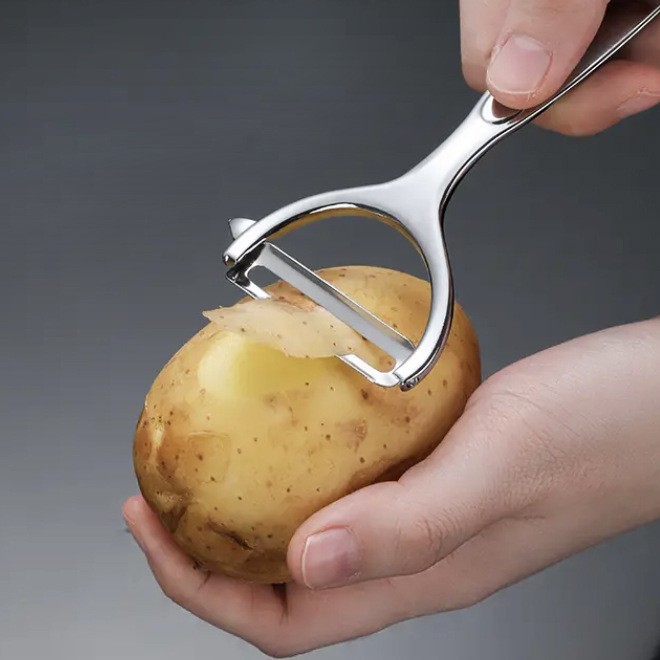 Zinc alloy peeler, apple and potato peeler, kitchen small tool, multi-functional melon peeler, two-in-one fruit peeler Specification drawing