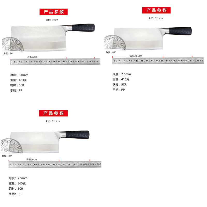 Household kitchen knives, hotel mulberry knives, PP handle kitchen knives, Yangjiang manufacturer, stainless steel chopping knives, round handle vegetable and meat cutting knives Application Scenario