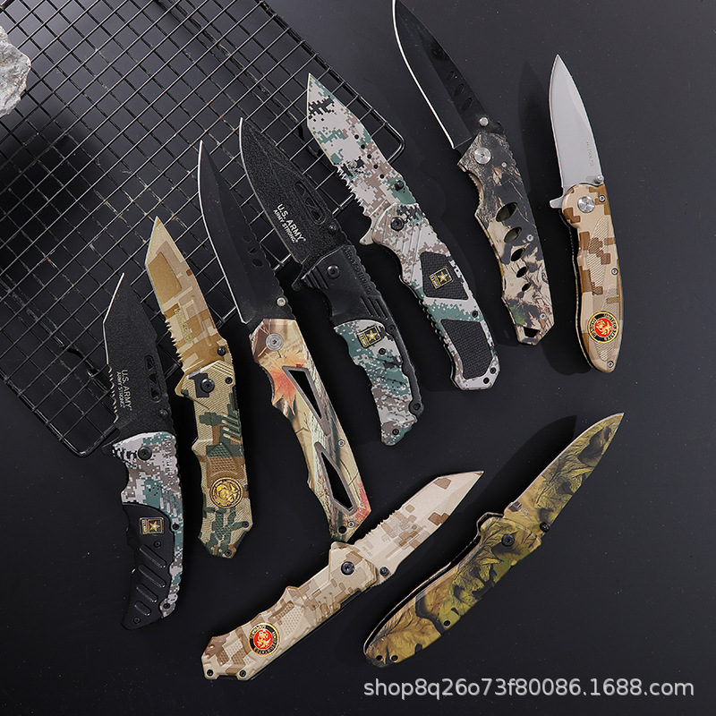 Wholesale of outdoor folding knives, portable knives, outdoor camping self-defense knives, high-hardness survival knives, and wilderness survival knives undefined