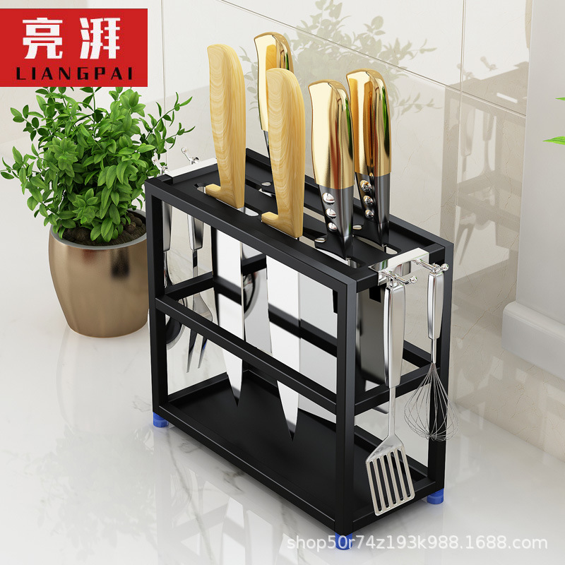 A luxury stainless steel knife rack, kitchen storage rack, large creative knife holder, kitchen knife rack, wall-mounted full figure