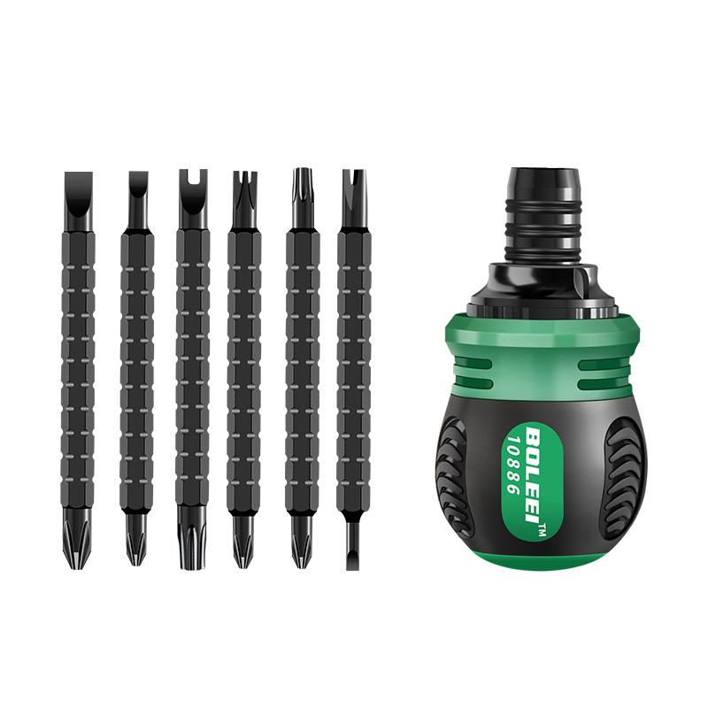 Ratchet screwdriver set, household double-head multi-functional, special-shaped plum blossom cross, single-head dual-purpose, extendable and reduced-size screwdriver Item Picture