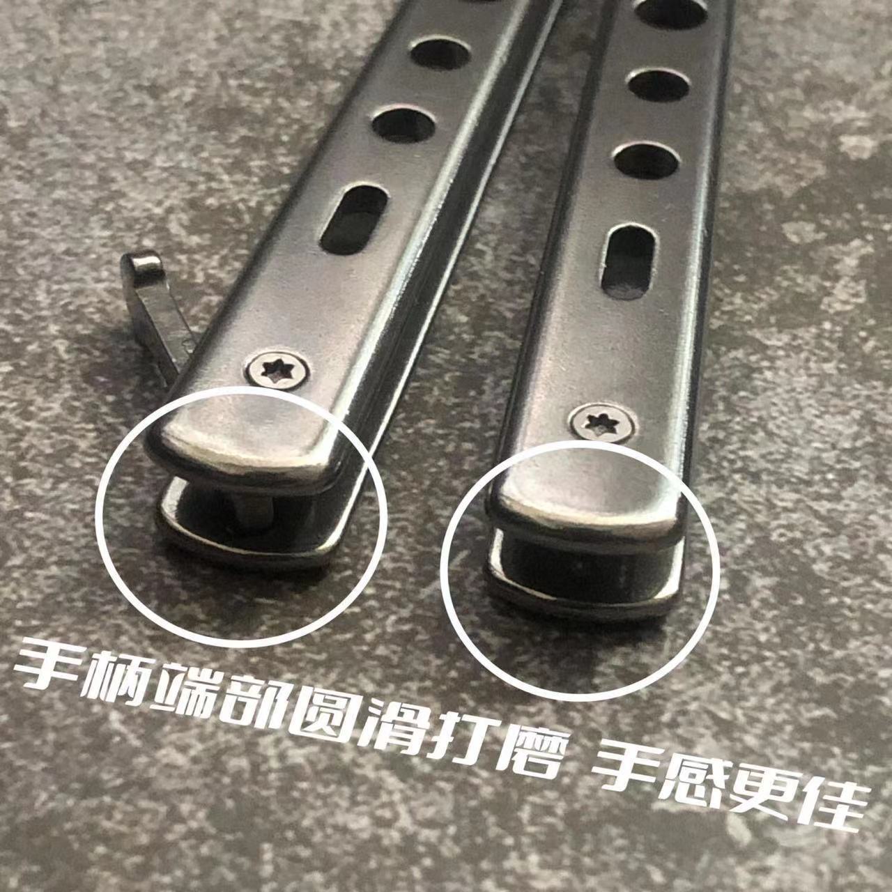 Wholesale of uncut butterfly knife, cold edge stainless steel swing training folding knife, outdoor multi-functional practice tools Specification drawing