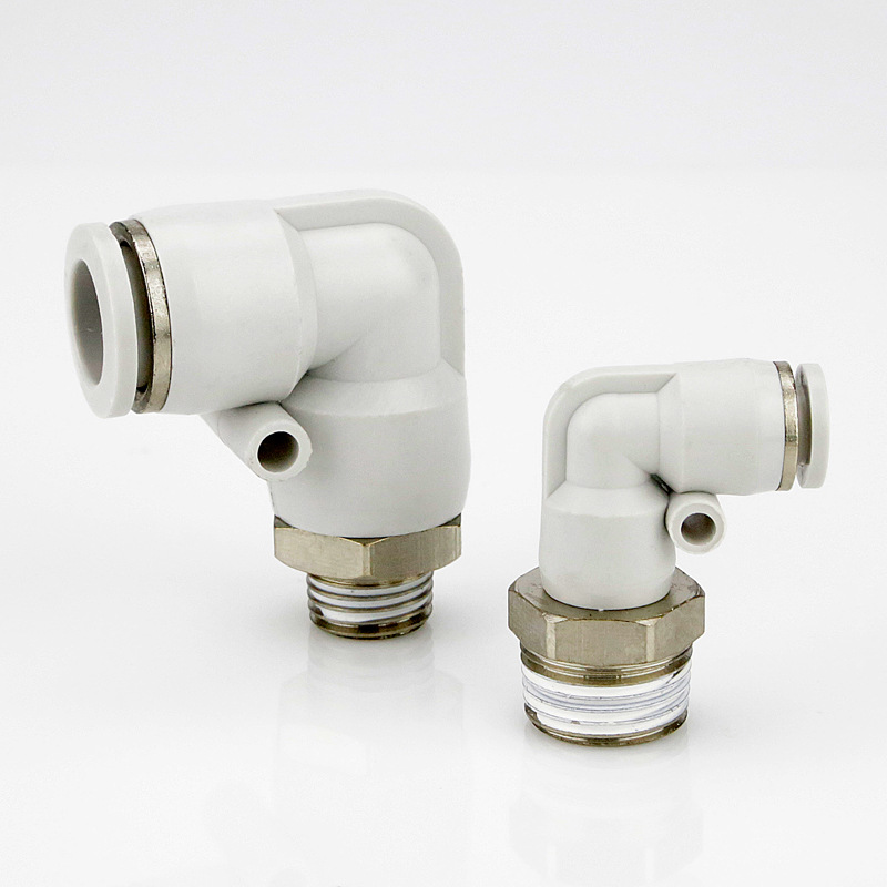 PL Threaded elbow 10-2 pneumatic joint air pipe right-angle elbow m8 quick Plug joint accessories manufacturer Specification drawing