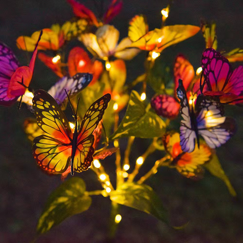 Simulated butterfly solar butterfly flower lanterns, outdoor villa garden decorative lights, courtyard lawn ground insert lights for decoration details Picture