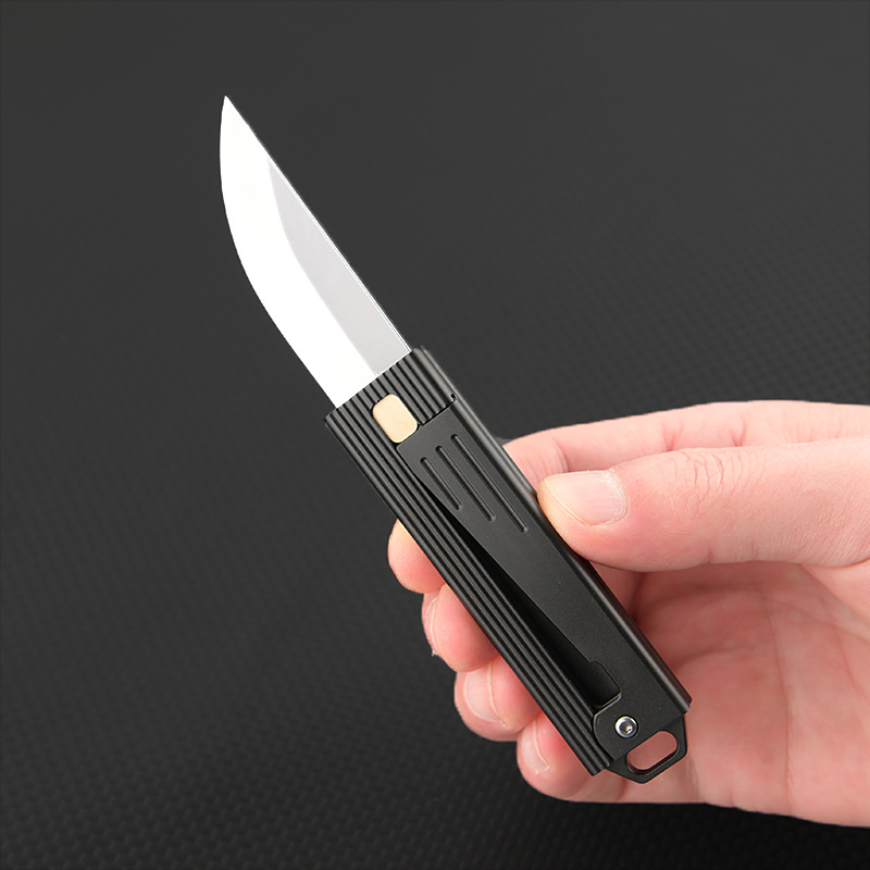 D2 steel gravity knife, sharp mechanical knife, stress-relieving toy, adult radish knife, portable keychain, unboxing knife for self-defense undefined