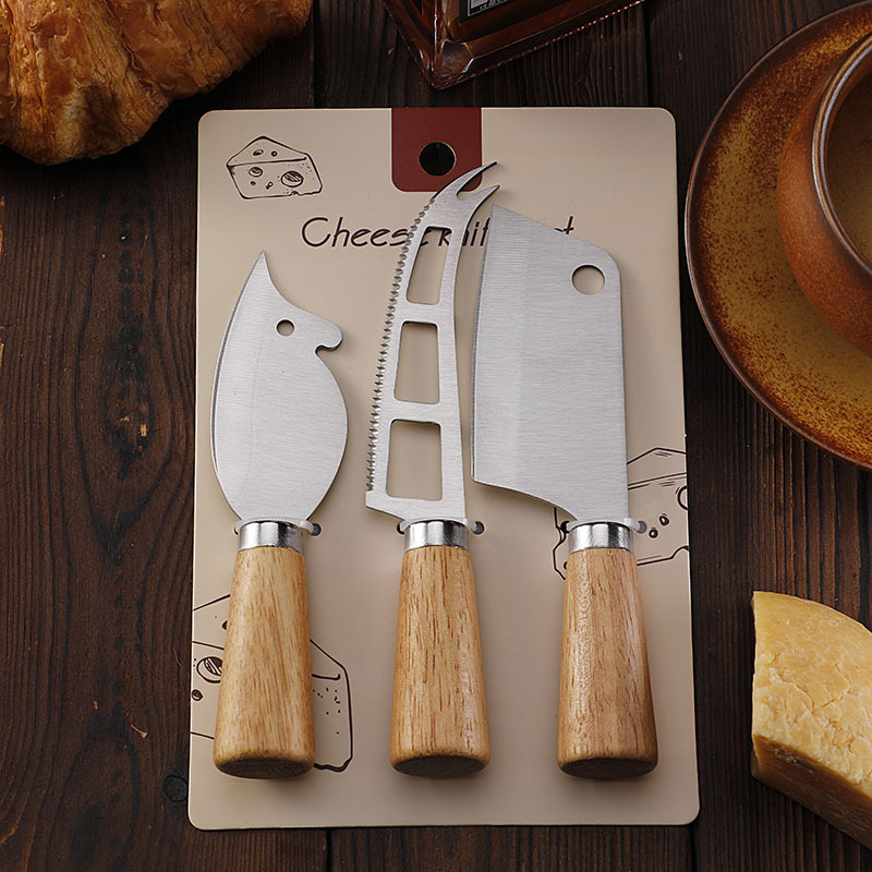 Factory stock rubber wood stainless steel cheese knives, creative cheese tools, cooking steak knives, mini kitchen knives, water knives details Picture