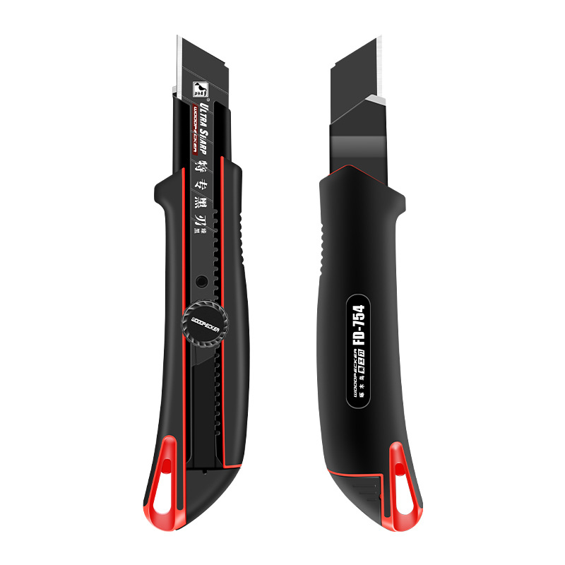 Woodpecker Utility knife with a large width of 25mm, multi-functional rubber-coated heavy-duty paper and wallpaper knife FD-754 Item Picture