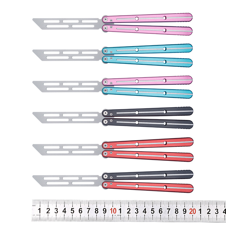 CSGO game Butterfly Knife Folding Knife Play Knife 6 series aluminum handle Cool unsharpened swing knife beginner practice knife Item Picture