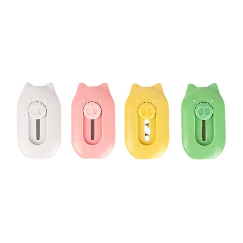 Little Pig Mini Planner carved knife, cute unboxing utility knife, express delivery paper cutting, tape telescopic unboxing knife Item Picture
