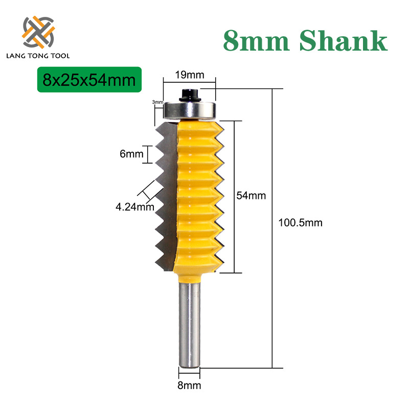 8mm handle multi-tooth tenon knife, woodworking line knife, slotting knife, woodworking milling knife, splicing knife, wavy multi-tooth knife Specification drawing