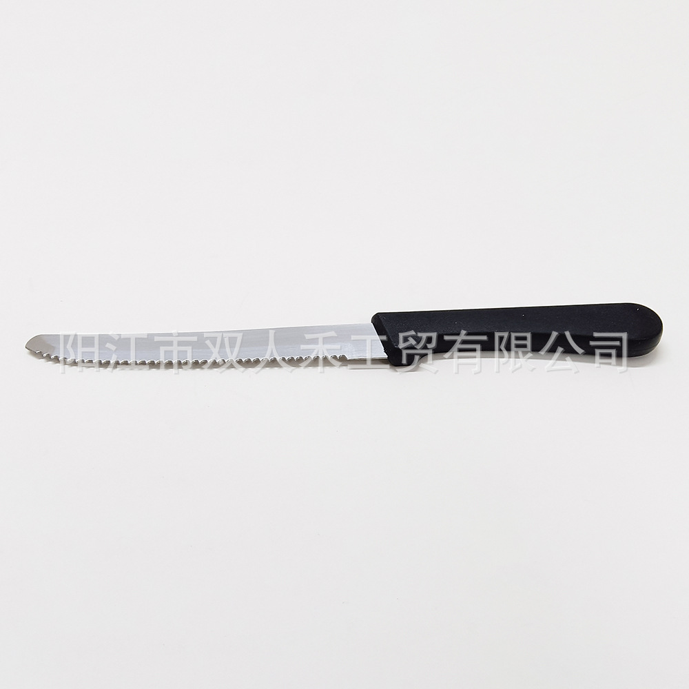 Kitchen gadgets: Steak knife, plastic handle, stainless steel, round head, pointed head, 8-inch, fruit packaging, stationery details Picture