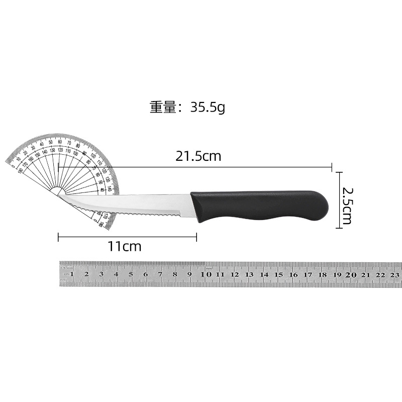 Black stainless steel steak knife, Western dining knife, Western tableware, Western steak knife, serrated knife, kitchen and hotel utensils Application Scenario