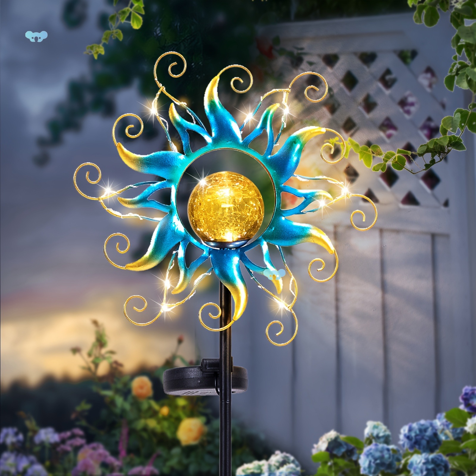 38x12x12 Inch Solar Powered LED Metal Garden Lights with full figure