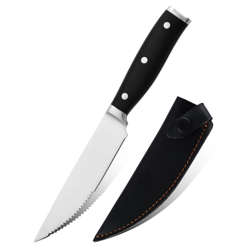 Cross-border Amazon 5-chromium half-edge serrated stainless steel kitchen knife set, Steak knife, Multi-purpose knife Gift Box 6-piece set Application Scenario
