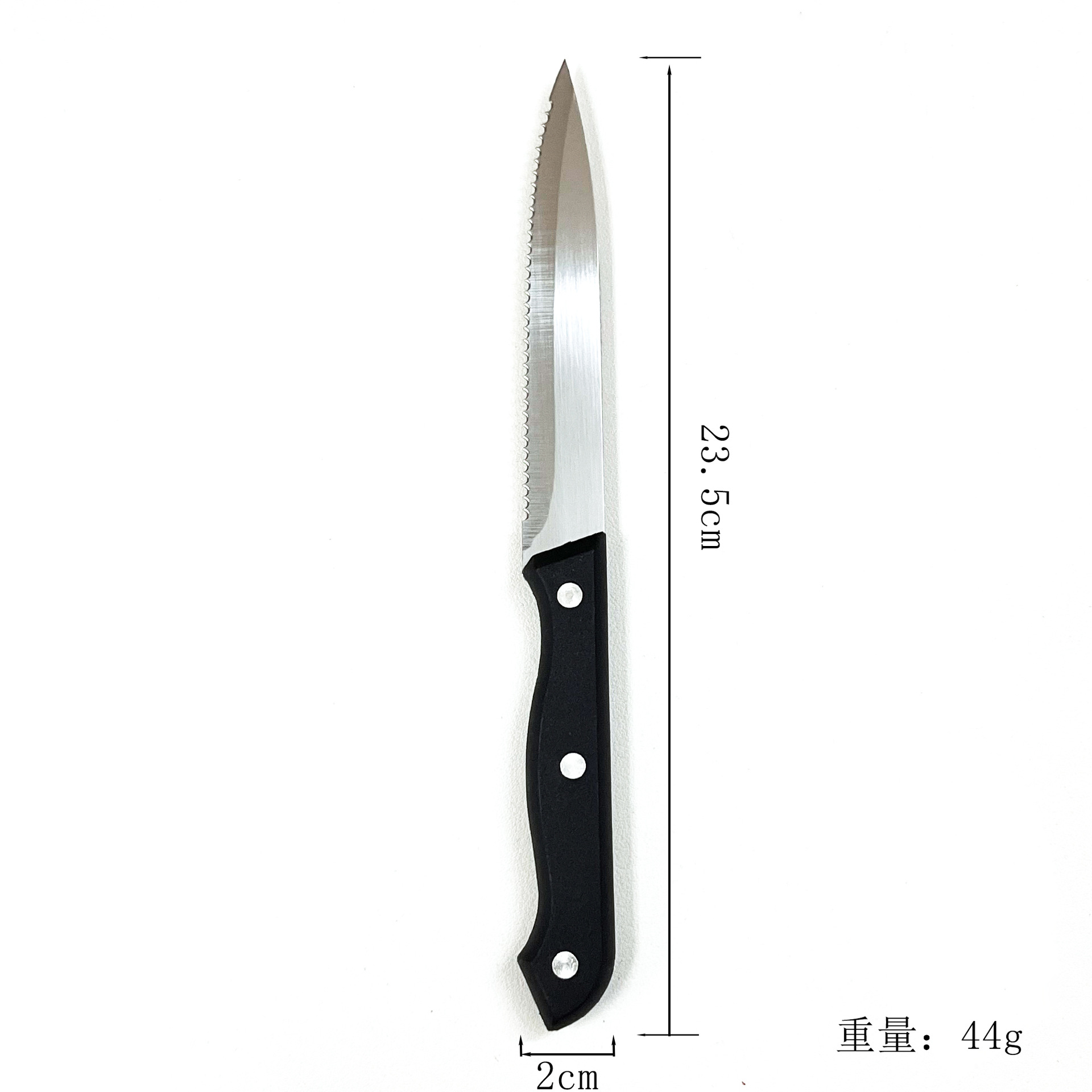 Wholesale of stainless steel steak knives, Western-style steak knives with PP plastic handles, and hotel tableware from the manufacturer Specification drawing