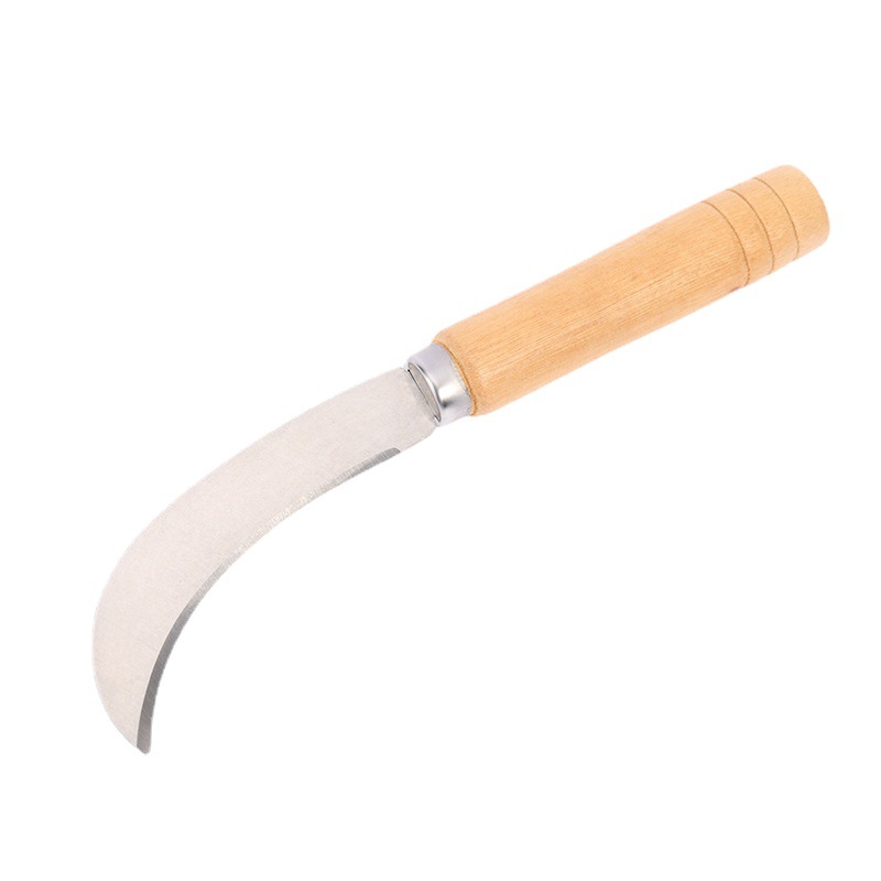 Yangjiang wooden handle stainless steel fruit pineapple knife, household banana knife, small curved knife, peeler knife, fruit and vegetable knife Item Picture