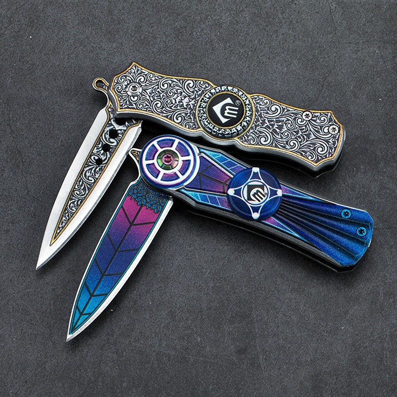 Fidget spinner knife, EDC multi-functional folding knife, outdoor camping survival pocket knife, high-hardness knife details Picture