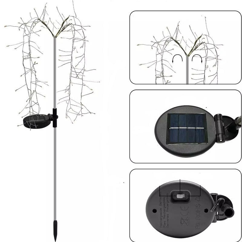 Cross-border solar ground smoke flower lamp LED starry sky copper wire outdoor waterproof lawn and courtyard decorative color lamp Item Picture