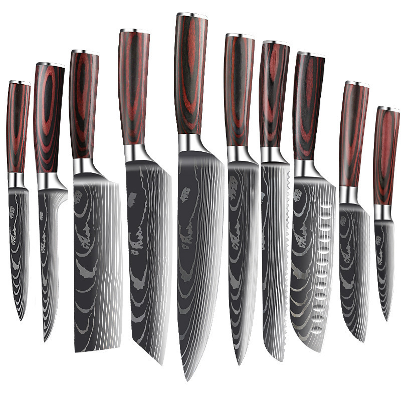 Amazon wholesale Damask pattern chef knives, Western cuisine chef knives, kitchen knives, Santoku knives, all-purpose knives Item Picture