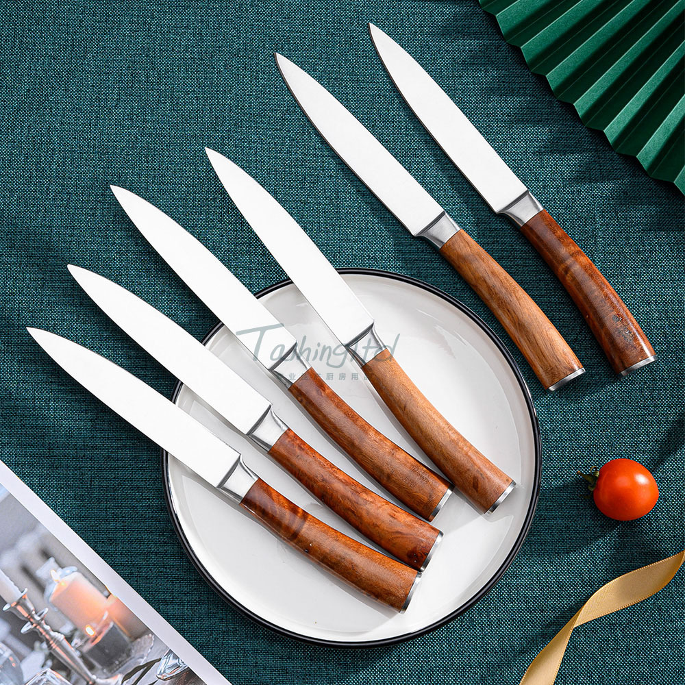 New six-piece set of shadow wood handle steak knife, 6-piece set of stainless steel 420J2 steak knife and fork, walnut wood box Application Scenario