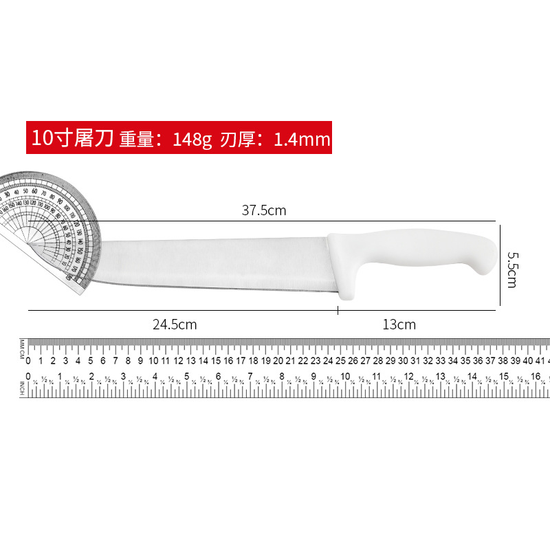 Round big white handle butcher knife, restaurant cooking chef knife, various styles of stainless steel fruit knife, kitchen cutting knife set Specification drawing