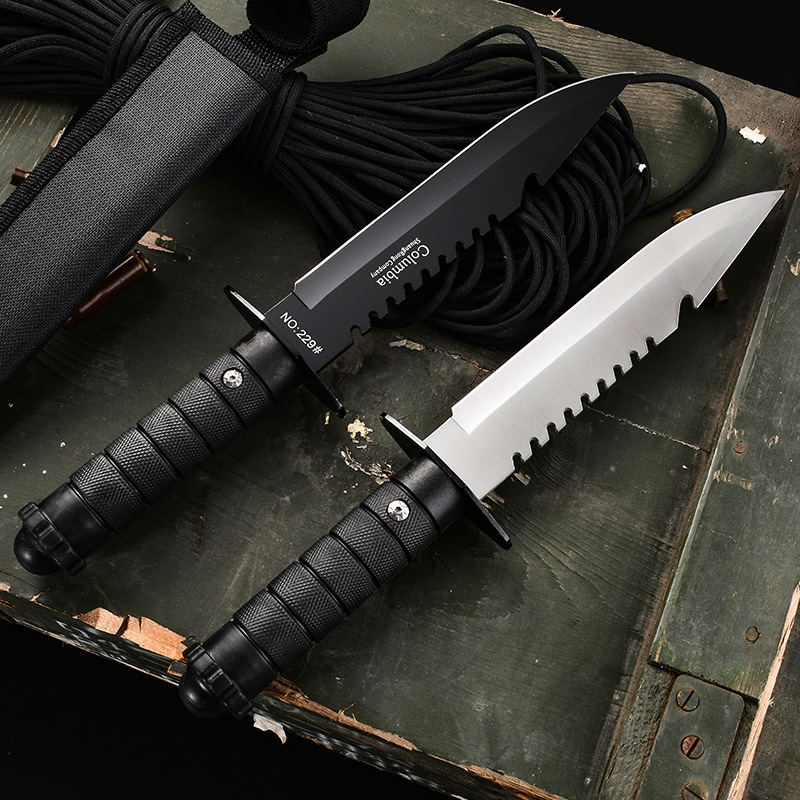 Outdoor high-hardness multi-functional knife, stainless steel knife, outdoor camping knife, wilderness survival knife, portable knife straight full figure