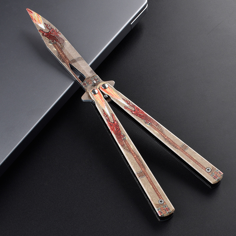 All-steel professional folding butterfly knife, uncut butterfly practice toy knife, safety CSGO peripheral, fancy swing hand knife undefined
