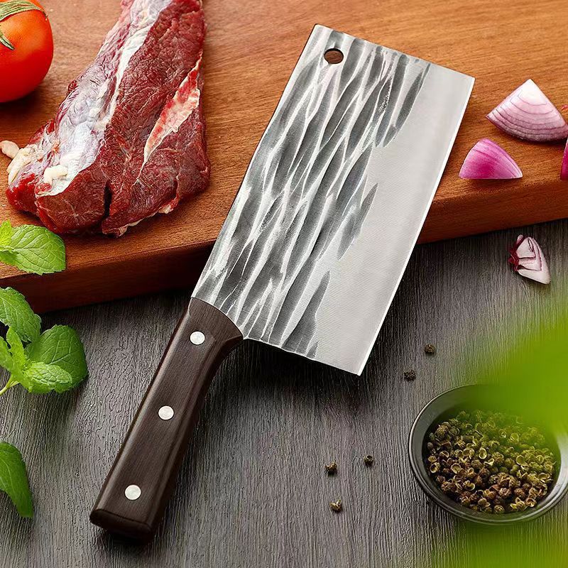 Yangjiang kitchen knives, bone-cutting knives, slicing knives, hammer-patterned round-headed knives, sharp edges, household kitchen slicing knives, and travel knives Specification drawing