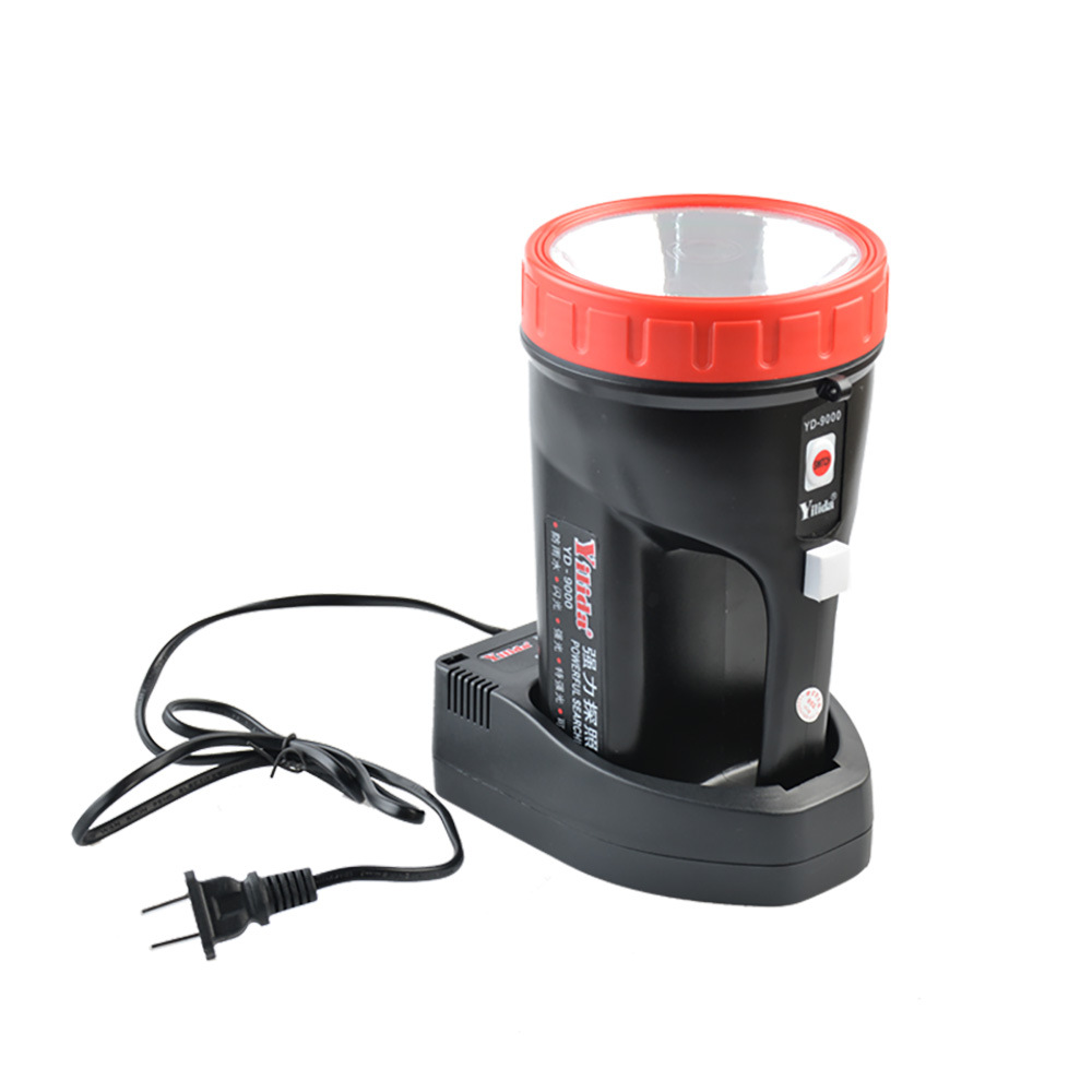 Yilida YD-9000 powerful searchlight, high-intensity long-range, rechargeable, waterproof, security patrol lighting flashlight Item Picture