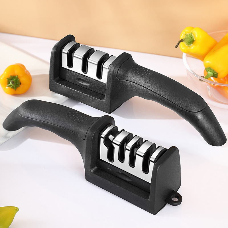 Multi-functional four-stage knife sharpener, kitchen wall-mounted knife sharpener, handheld quick whetstone, portable knife sharpening wonder Application Scenario