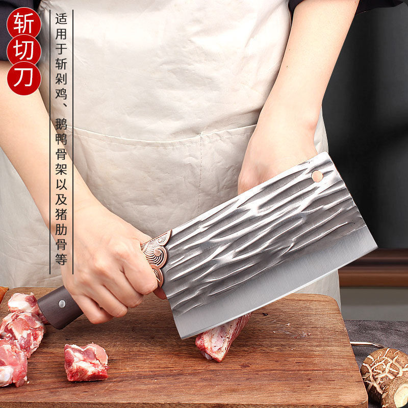 Hand-forged kitchen knife for traveling around the world, 20 yuan, street stall style, dual-purpose knife for chopping and cutting, stainless steel kitchen household knife details Picture
