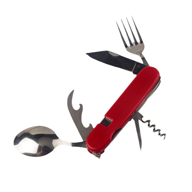 A variety of portable foldable and storable stainless steel knives, forks, spoons, outdoor multi-purpose camping tableware and creative picnic tools Item Picture