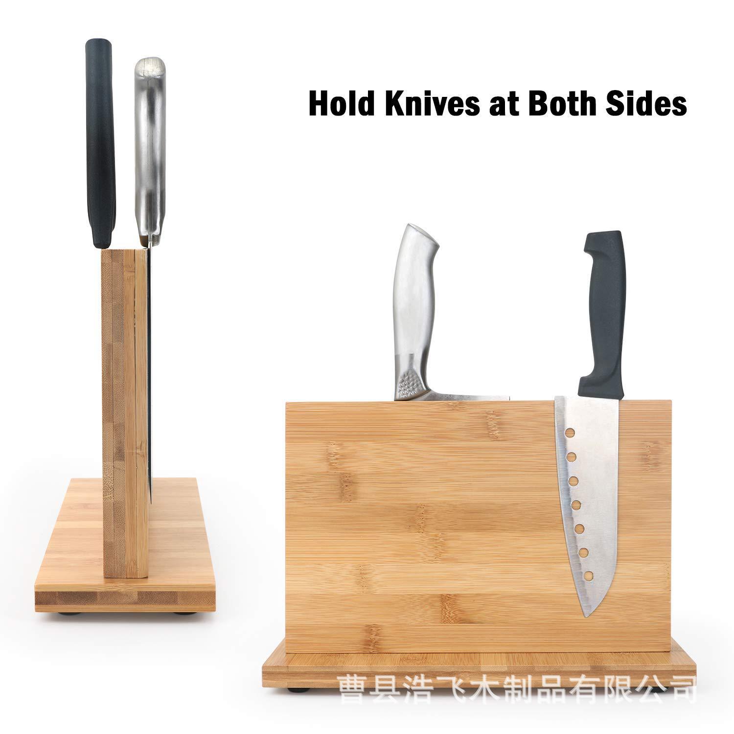 Household kitchen wooden knife rack, multi-purpose desktop storage, creative magnetic bamboo and wood knife holder wholesale details Picture