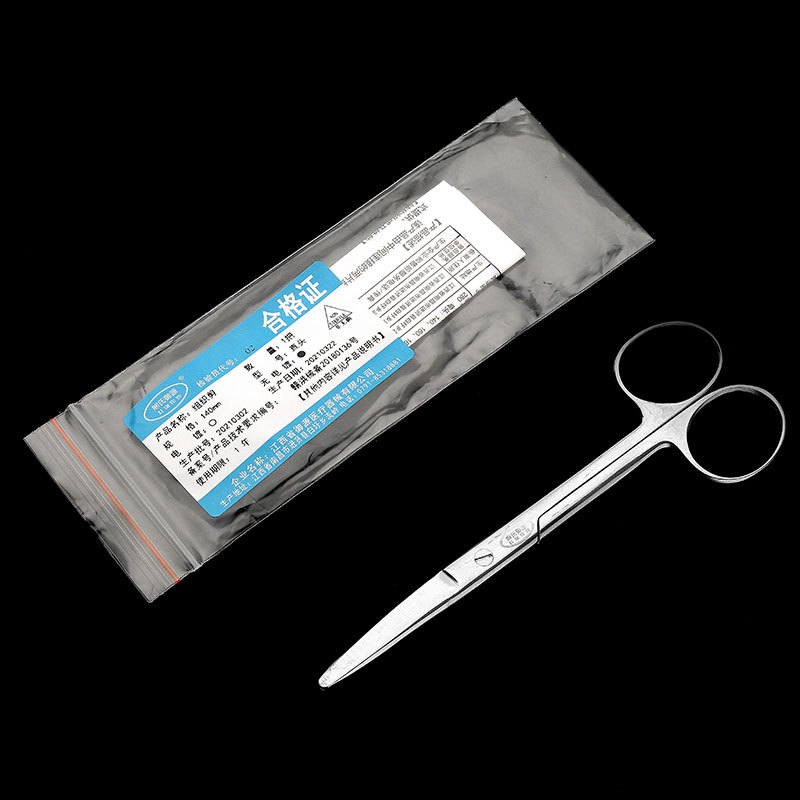 Medical stainless steel tissue scissors, elbow straight pointed head thickened, surgical scissors of different sizes, nurse suture removal scissors, beauty scissors Specification drawing