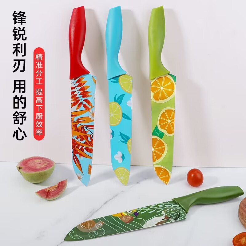 Foreign trade stainless steel kitchen knives, vegetable knives, household fruit knives, kitchen knives, slicing knives, meat slicing knives, and baby food knife sets details Picture