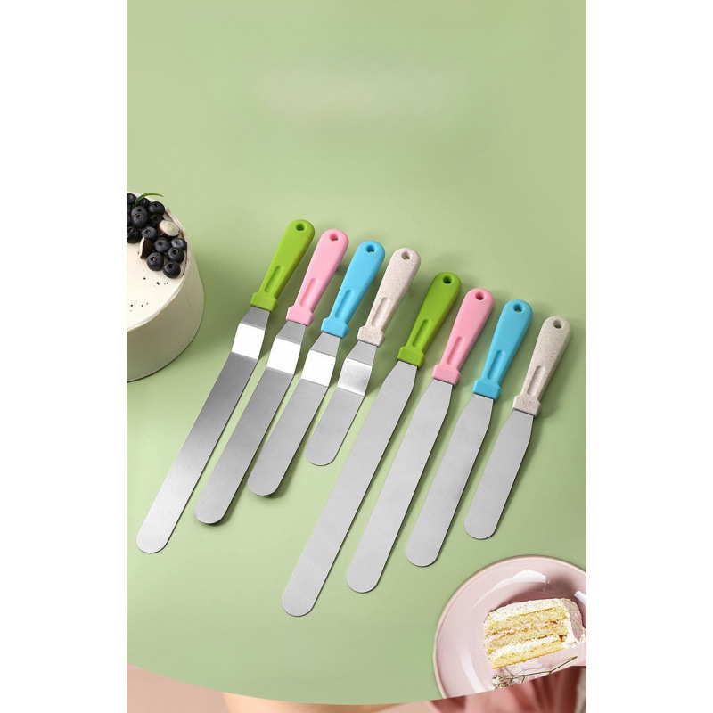 Baking tools: cake spatula, cake release knife, scraper, graduated cream spatula, stainless steel kiss knife, scraper Specification drawing