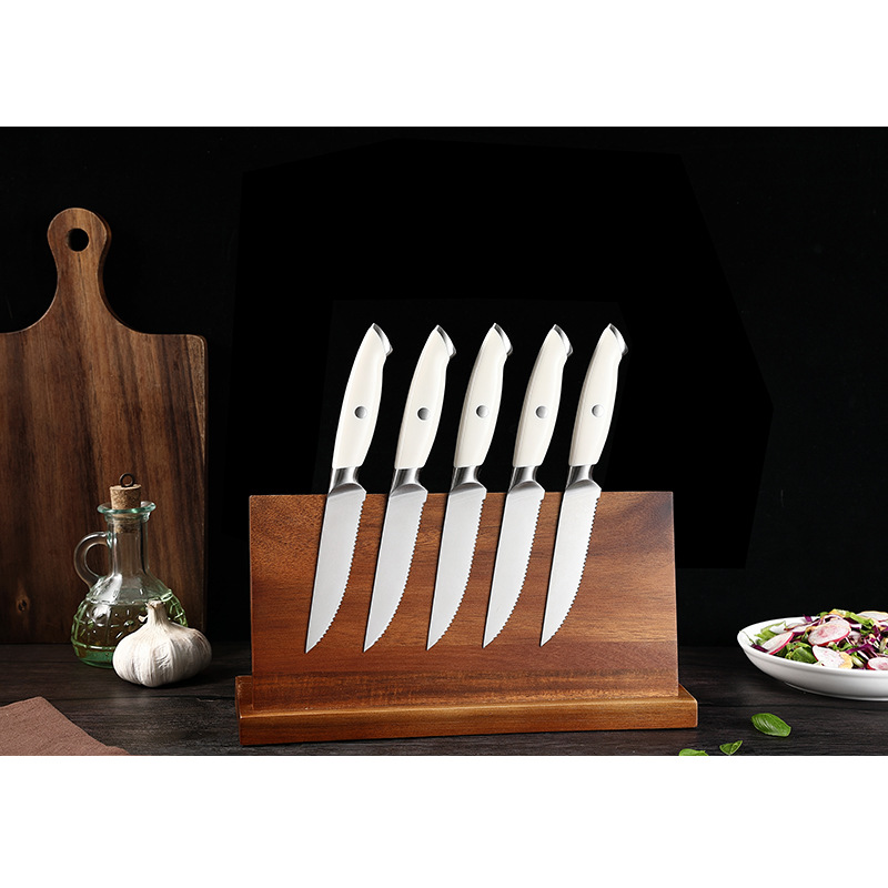 Amazon stainless steel Western knife, white handle knife, Western tableware, main table knife, high-end steel head handle steak knife full figure