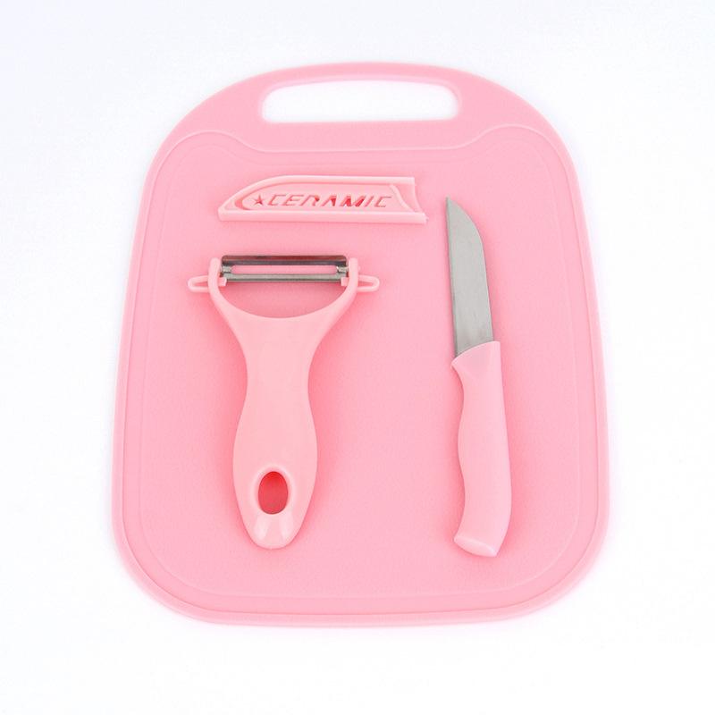 Ceramic fruit knife three-piece set, kitchen knives, stainless steel fruit knife set, kitchen knife, fruit and vegetable P peeler Item Picture